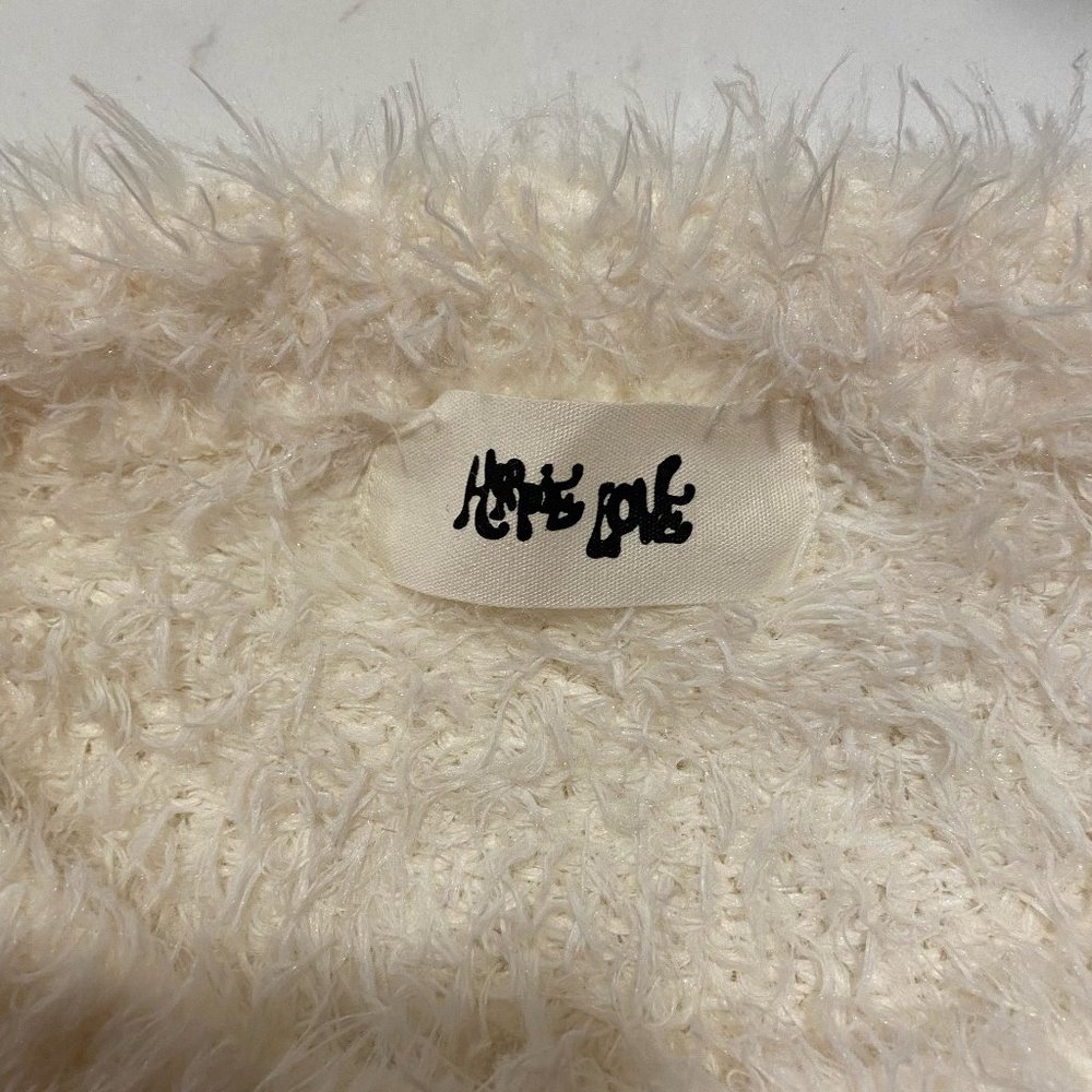 Fuzzy white crop sweater